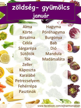 Idény zöldségek, gyümölcsök - január